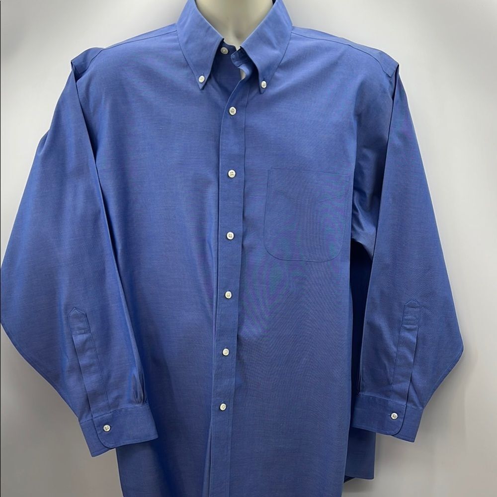 Brooks Brothers Blue Dress Shirt Button-Down Collar Short Sleeves